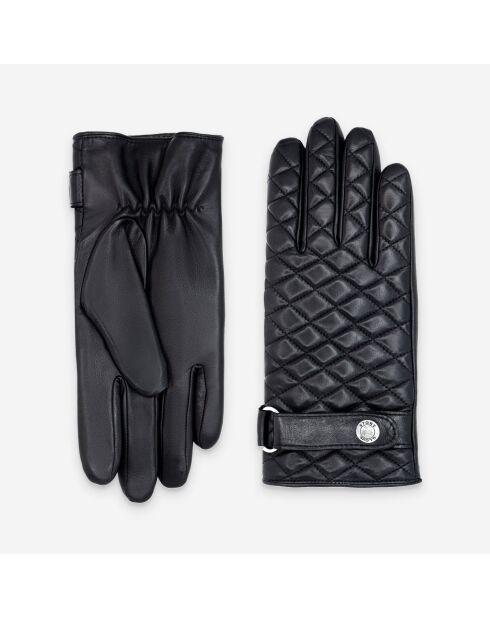 Gants cuir agneau-100% cachemire-22081CA-noir