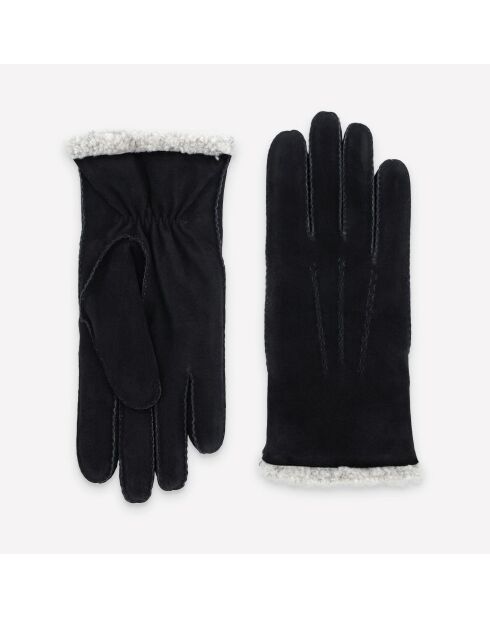 Gants en cuir suédé Albane noirs