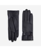 Gants cuir agneau-100% soie-Tactile-21594SN-noir