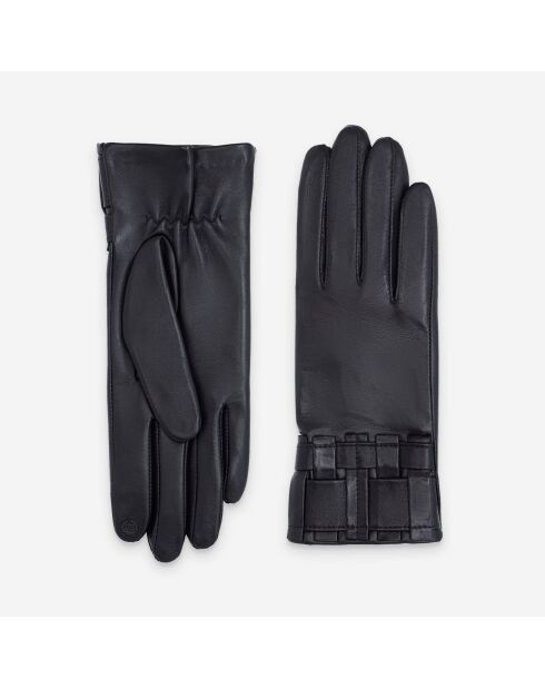 Gants cuir agneau-100% soie-Tactile-21594SN-noir