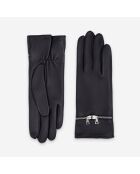 Gants cuir agneau-100% soie-Tactile-21603SN-noir