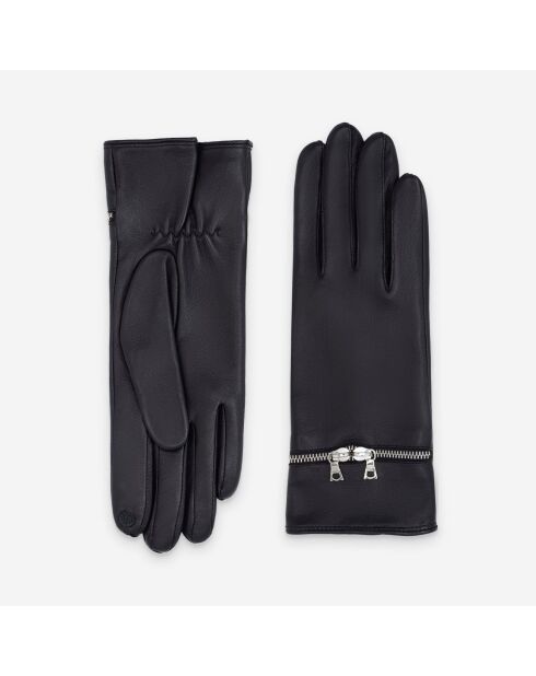 Gants cuir agneau-100% soie-Tactile-21603SN-noir