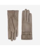 Gants en cuir doublure soie Margot gris pierre