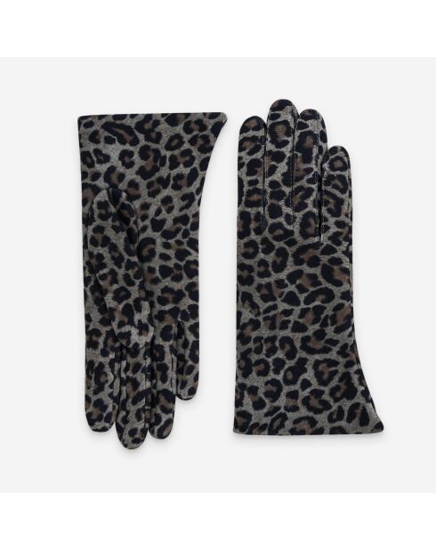 Gants cuir agneau-100% soie-21001SN-animal-grey
