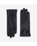 Gants cuir agneau-100% soie-21569SN-noir-noir