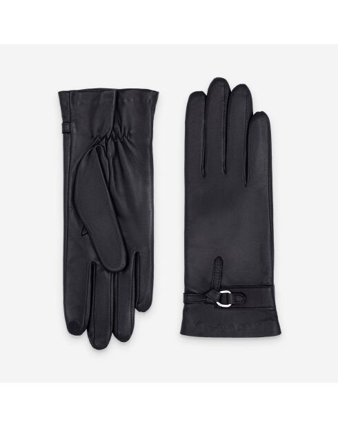 Gants cuir agneau-100% soie-21569SN-noir-noir