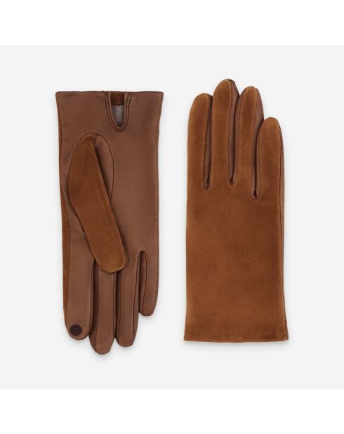 Gants en cuir doublure soie Maxime liège