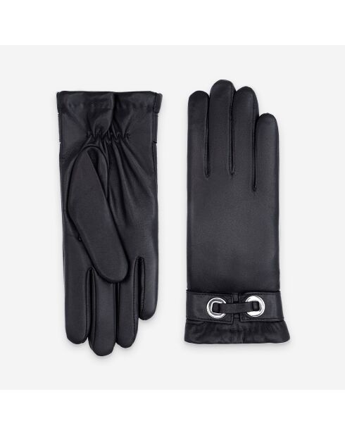 Gants cuir agneau-100% cachemire-21556CA-noir