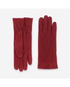 Gants cuir agneau suédé-100% polyester (boa)-71094BA-rouge