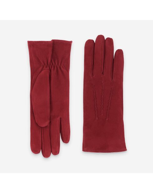 Gants cuir agneau suédé-100% polyester (boa)-71094BA-rouge