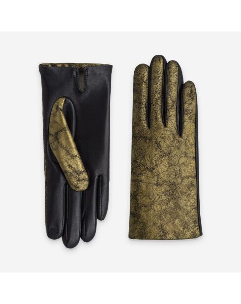 Gants cuir agneau-100% soie-21630ST-gold