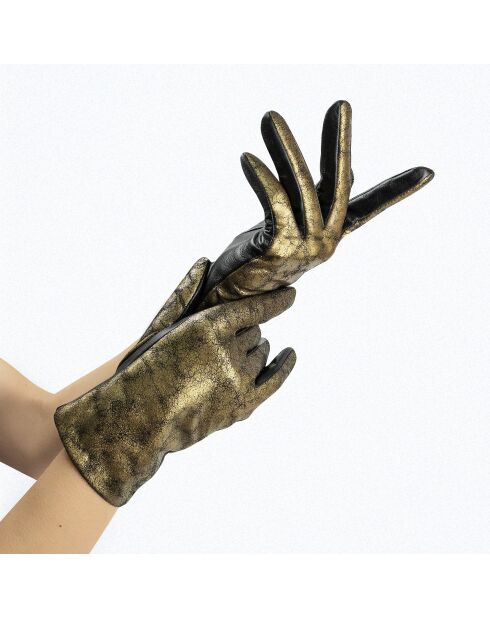 Gants cuir agneau-100% soie-21630ST-gold