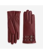 Gants cuir agneau-100% cachemire-21549CA-lie-de-vin