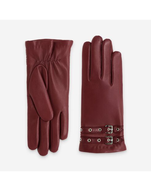 Gants cuir agneau-100% cachemire-21549CA-lie-de-vin