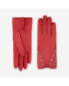 Gants cuir agneau-100% soie-21298SN-flame-scarlet