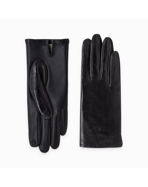 Gants cuir agneau-100% soie-21631ST-noir