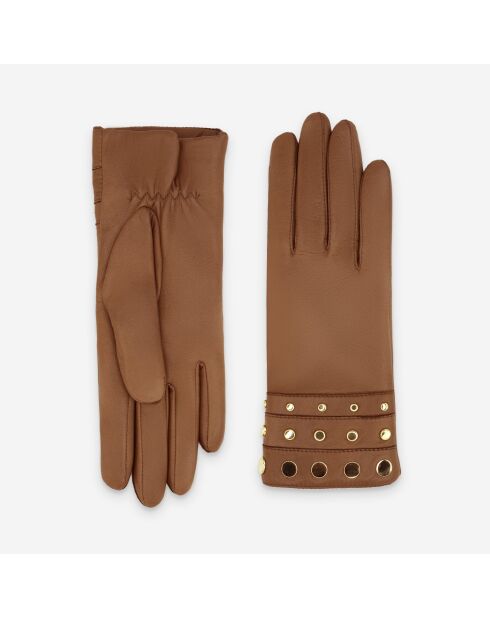 Gants en cuir doublure cachemire Émilie liège
