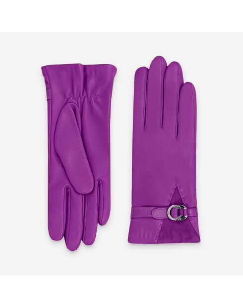 Gants cuir agneau-20%cachemire 40% laine 40% nylon-21639CA-pourpre