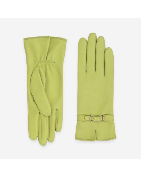 Gants cuir agneau-100% soie-21641SN-lime