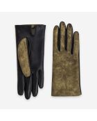 Gants cuir agneau-100% soie-21630ST-brun