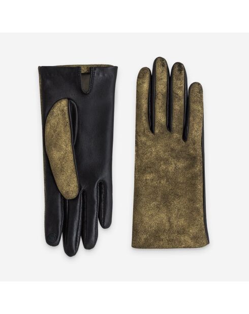 Gants cuir agneau-100% soie-21630ST-brun