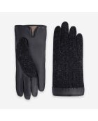 Gants cuir agneau-100% cachemire-21544CA-noir