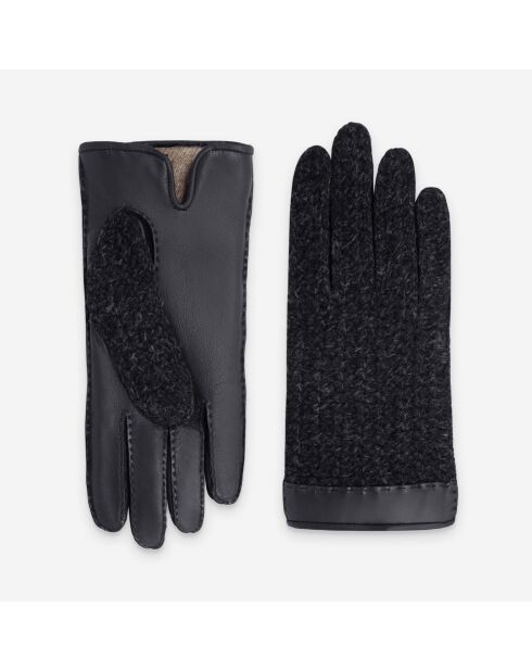 Gants cuir agneau-100% cachemire-21544CA-noir