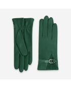 Gants cuir agneau-20%cachemire 40% laine 40% nylon-21639CA-emeraude