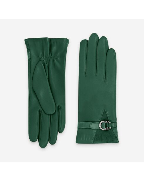 Gants cuir agneau-20%cachemire 40% laine 40% nylon-21639CA-emeraude