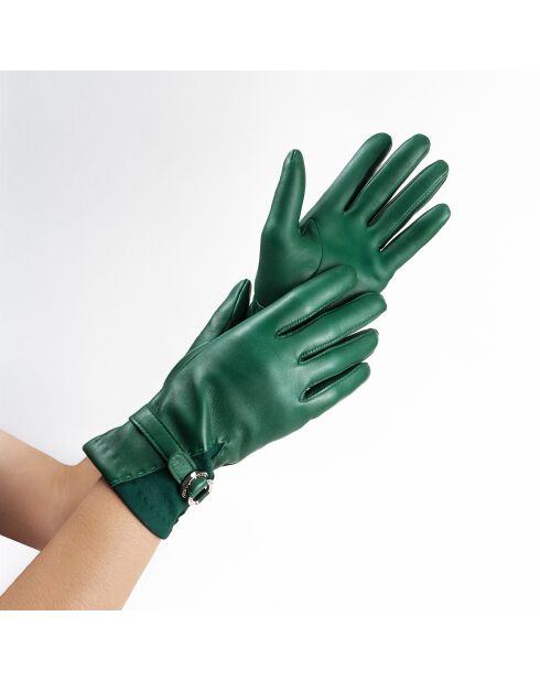 Gants cuir agneau-20%cachemire 40% laine 40% nylon-21639CA-emeraude