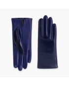 Gants cuir agneau-100% soie-21631ST-indigo