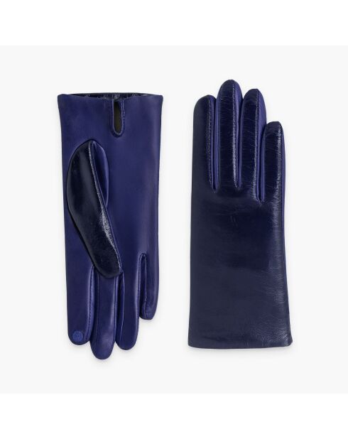 Gants cuir agneau-100% soie-21631ST-indigo
