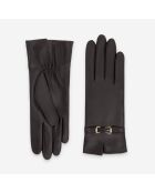 Gants cuir agneau-100% soie-21641SN-choco