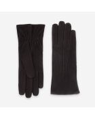 Gants cuir agneau suédé-100% polyester (boa)-71094BA-choco