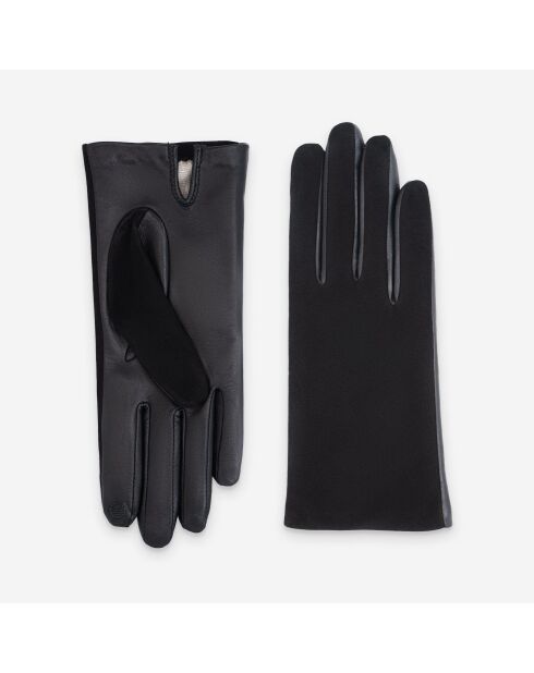 Gants cuir agneau-100% soie-21464SN-noir