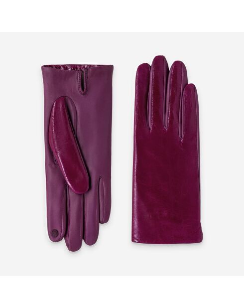 Gants cuir agneau-100% soie-21631ST-framboise