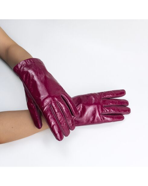 Gants cuir agneau-100% soie-21631ST-framboise