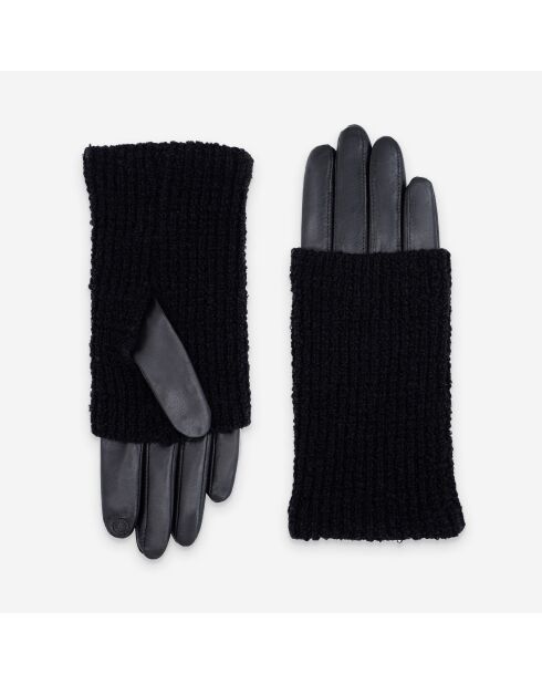 Gants en cuir doublure soie Victor noirs