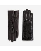Gants cuir agneau-20%cachemire 40% laine 40% nylon-21633CA-choco