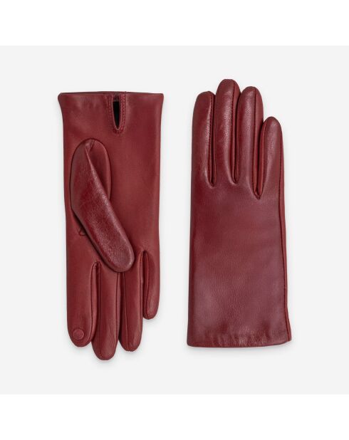 Gants cuir agneau-100% soie-21631ST-rouge