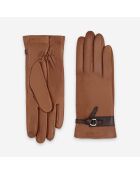 Gants cuir agneau-100% soie-21569SN-cork-choco