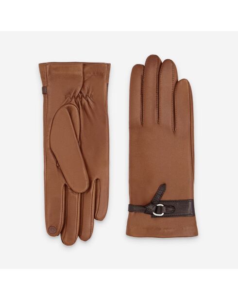Gants cuir agneau-100% soie-21569SN-cork-choco
