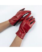 Gants cuir agneau-100% soie-21629ST-rouge-noir