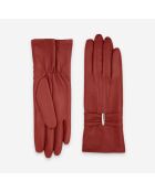 Gants cuir agneau-100% soie-21589SN-brique