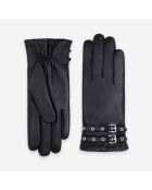 Gants cuir agneau-100% cachemire-21549CA-noir