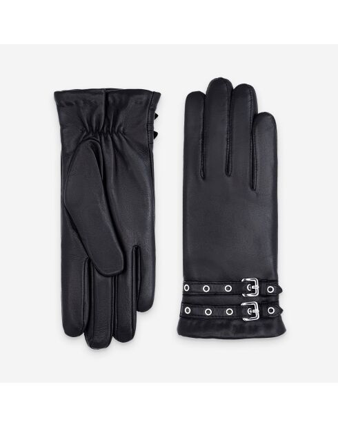 Gants cuir agneau-100% cachemire-21549CA-noir