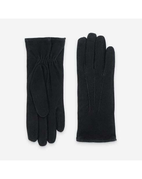 Gants cuir agneau suédé-100% polyester (boa)-71094BA-noir