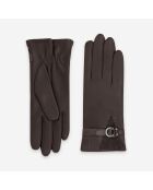 Gants cuir agneau-20%cachemire 40% laine 40% nylon-21639CA-choco