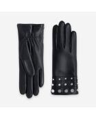 Gants cuir agneau-100% cachemire-21605CA-noir