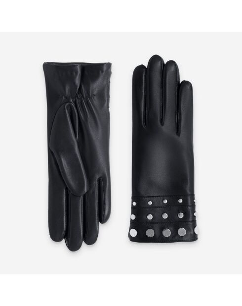 Gants cuir agneau-100% cachemire-21605CA-noir
